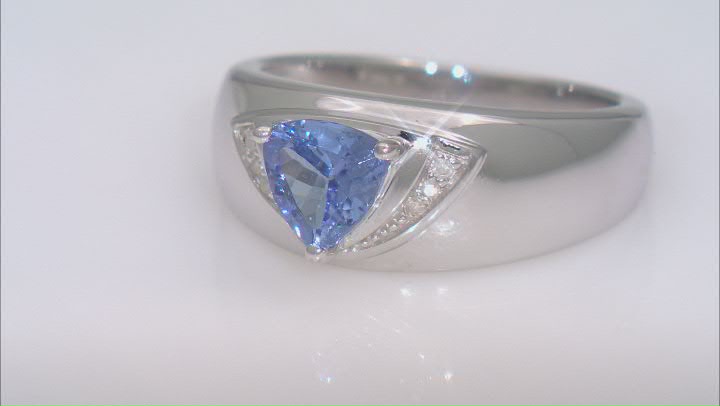 Blue tanzanite rhodium over silver ring .84ctw Video Thumbnail